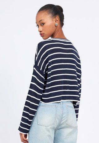 Striped Long Sleeve Sheer Sweater
