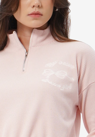 Zipped Up Long Sleeve Crop Sweatshirt