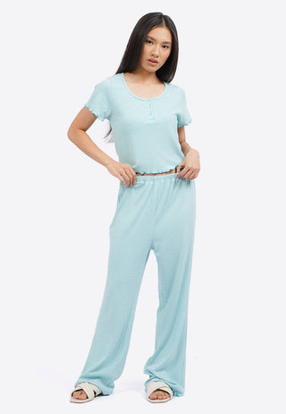 Long Pants Ribbed Pajama Set