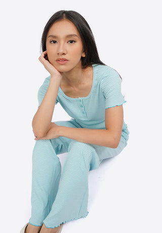 Long Pants Ribbed Pajama Set