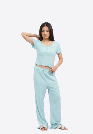 Long Pants Ribbed Pajama Set