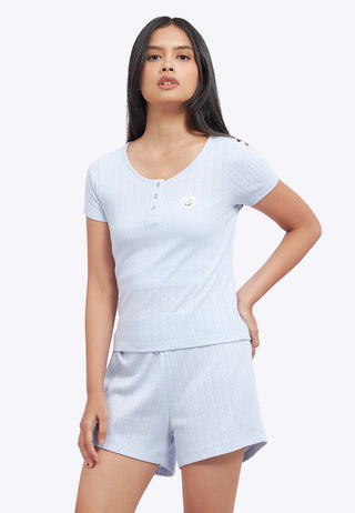 Rib Top and Shorts Pajama Set