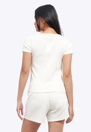 Rib Top and Shorts Pajama Set