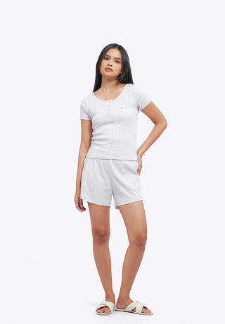 Rib Top and Shorts Pajama Set