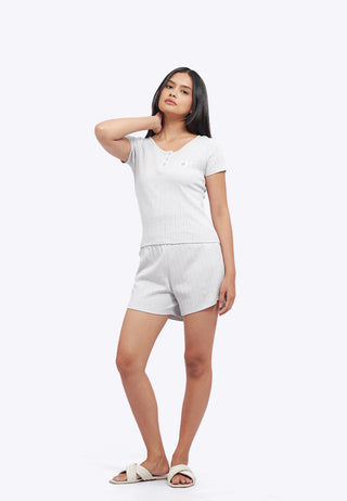 Rib Top and Shorts Pajama Set
