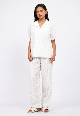 Short Sleeve Pajama Set with Long Pants