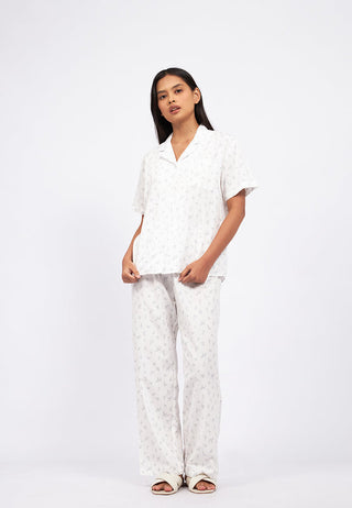 Short Sleeve Pajama Set with Long Pants
