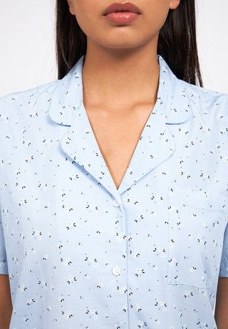 Short Sleeve Pajama Set with Long Pants