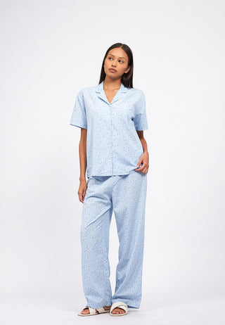 Short Sleeve Pajama Set with Long Pants