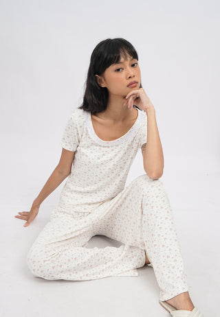 Rib Top Lounge Set with Long Pants