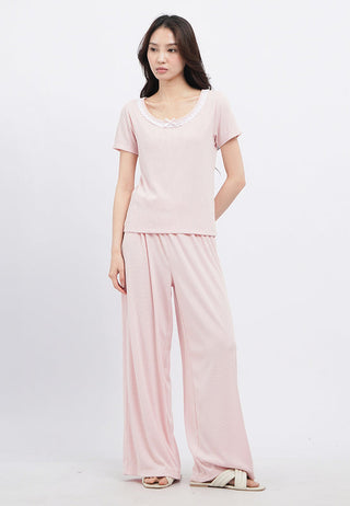 Rib Top Lounge Set with Long Pants