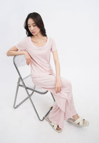 Rib Top Lounge Set with Long Pants