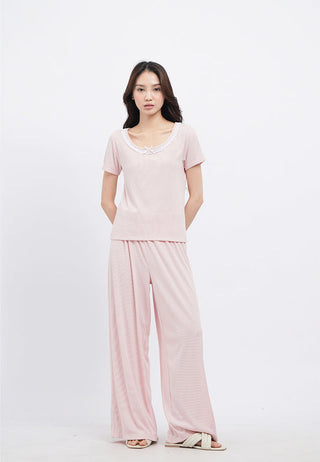 Rib Top Lounge Set with Long Pants
