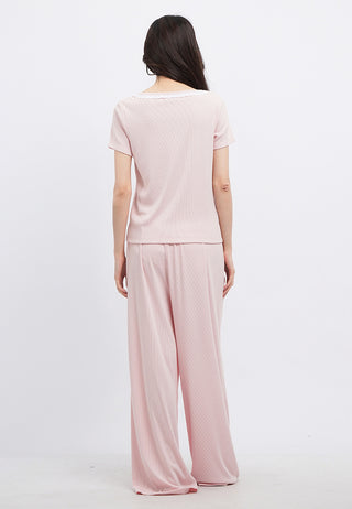 Rib Top Lounge Set with Long Pants