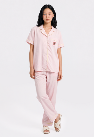 Shirt & Long Pants Woven Pajama Set