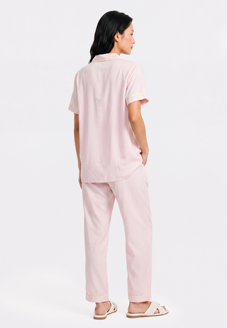 Shirt & Long Pants Woven Pajama Set