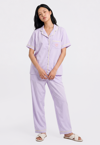 Shirt & Long Pants Woven Pajama Set