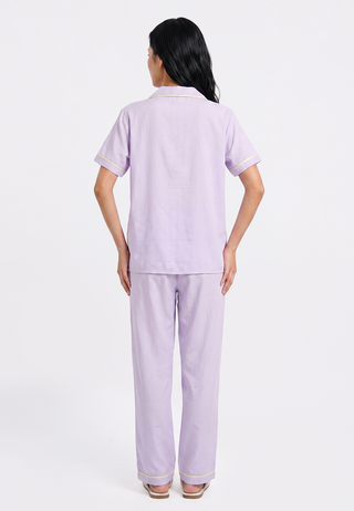 Shirt & Long Pants Woven Pajama Set
