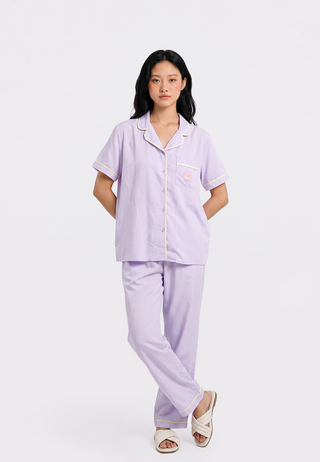 Shirt & Long Pants Woven Pajama Set
