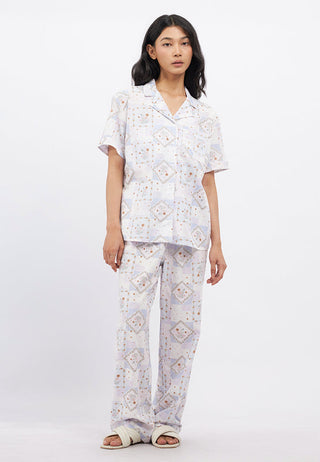 Printed Short Sleeve & Pants Pajama Set