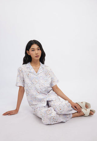 Printed Short Sleeve & Pants Pajama Set