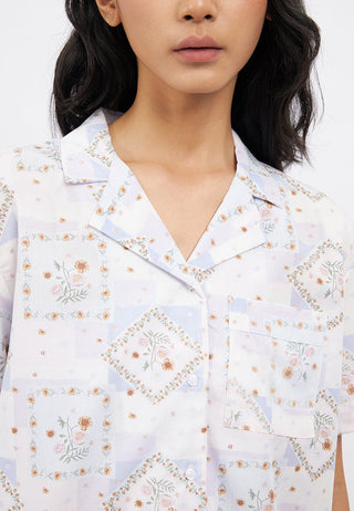 Printed Short Sleeve & Pants Pajama Set