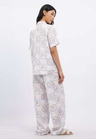 Printed Short Sleeve & Pants Pajama Set