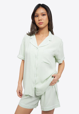 Woven Pajama Set with Short Pants