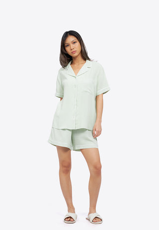 Woven Pajama Set with Short Pants