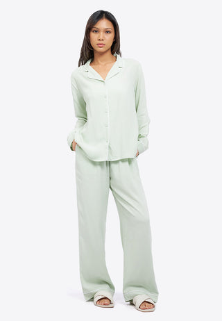 Woven Pajama Set with Long Pants