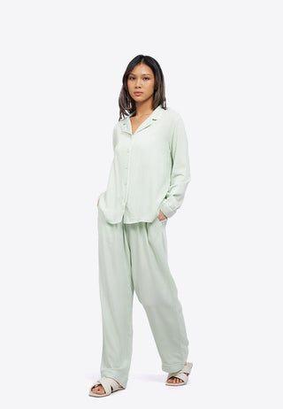 Woven Pajama Set with Long Pants