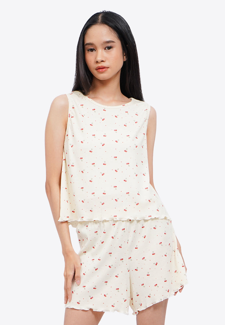 Printed Rib Sleeveless Pajama Set – COLORBOX - Indonesia