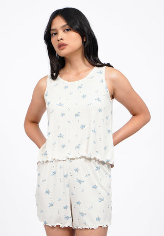 Sleeveless Pajama Set with Shorts