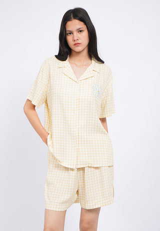 Printed Notch Collar Shorts Pajama Set