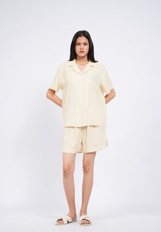 Printed Notch Collar Shorts Pajama Set
