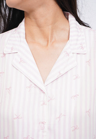 Printed Notch Collar Shorts Pajama Set