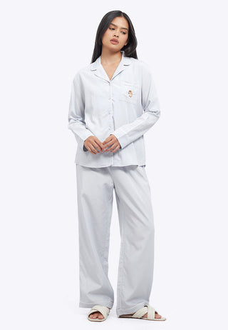 Embroidered Long Pants Pajama Set