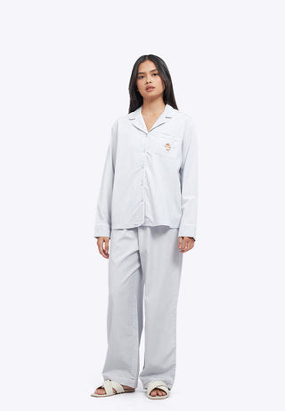 Embroidered Long Pants Pajama Set