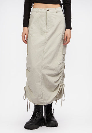 Maxi Cargo Skirt with Side Ruched