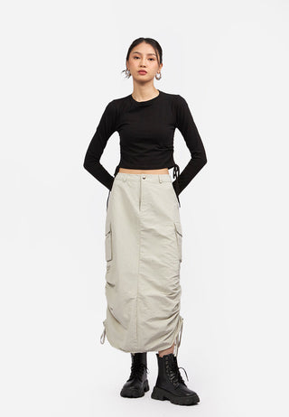 Maxi Cargo Skirt with Side Ruched