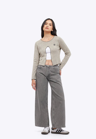 Cut Out Long Sleeve Knit Top