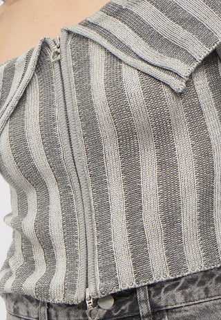 Off Shoulder Long Sleeve Textured Top