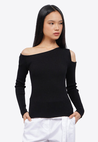 Asymmetric Long Sleeve Knit Top