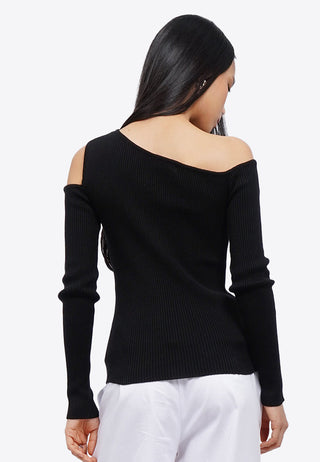 Asymmetric Long Sleeve Knit Top
