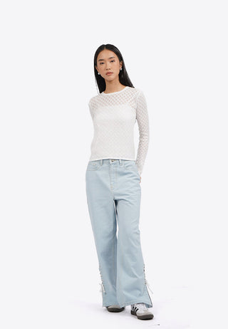 Long Sleeve Lace Knit Top