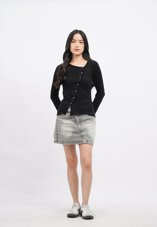 Asymmetric Long Sleeve Knit Top
