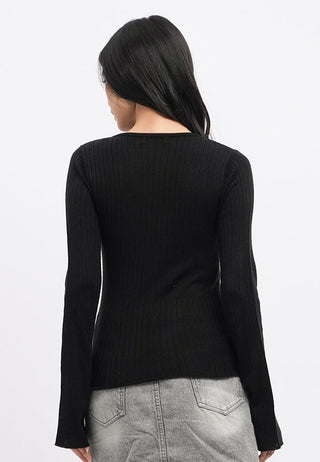 Asymmetric Long Sleeve Knit Top
