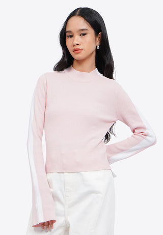Two Tone Long Sleeve Knit Top