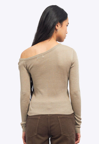 One Shoulder Long Sleeve Knit Top