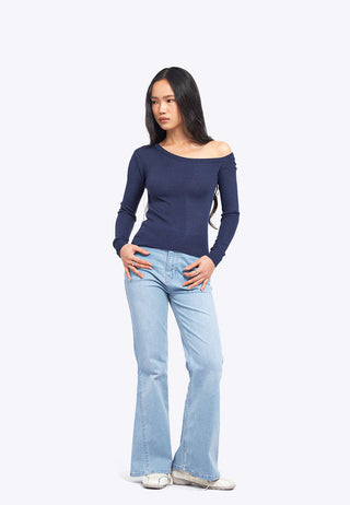 One Shoulder Long Sleeve Knit Top